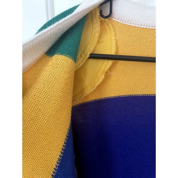 Vintage Eric Steven Size 18 Colorblock Knit Top Gold Button Shoulder Pads Retro - Picture 6 of 6